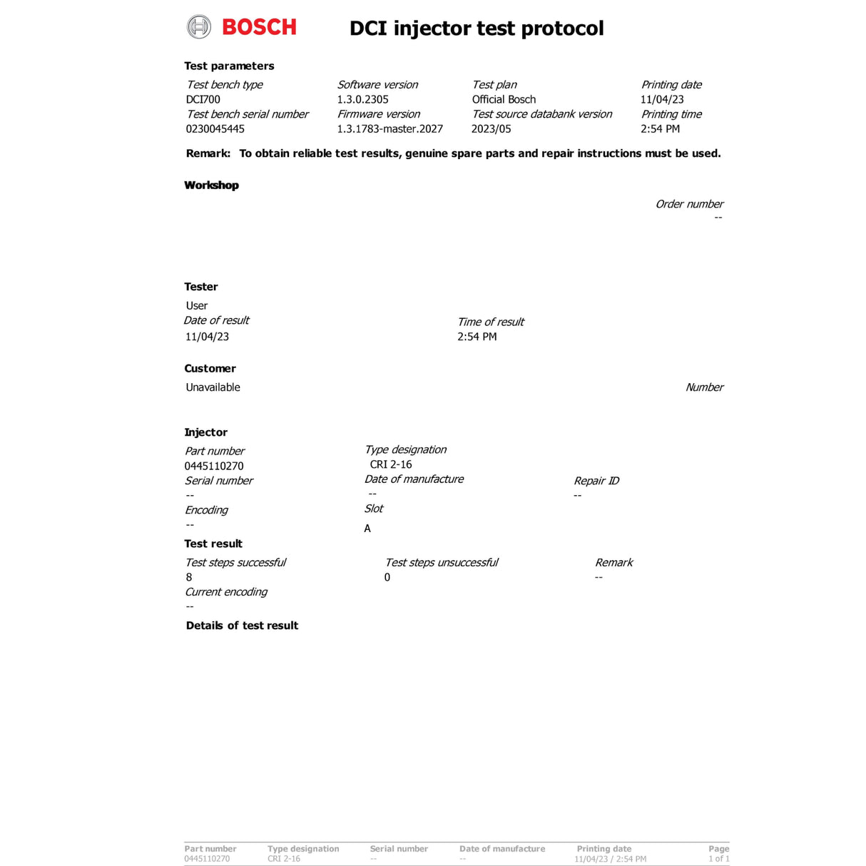 Einspritzdüse OPEL ANTARA CHEVROLET CAPTIVA 2.0 CDTI 96440397 0445110270