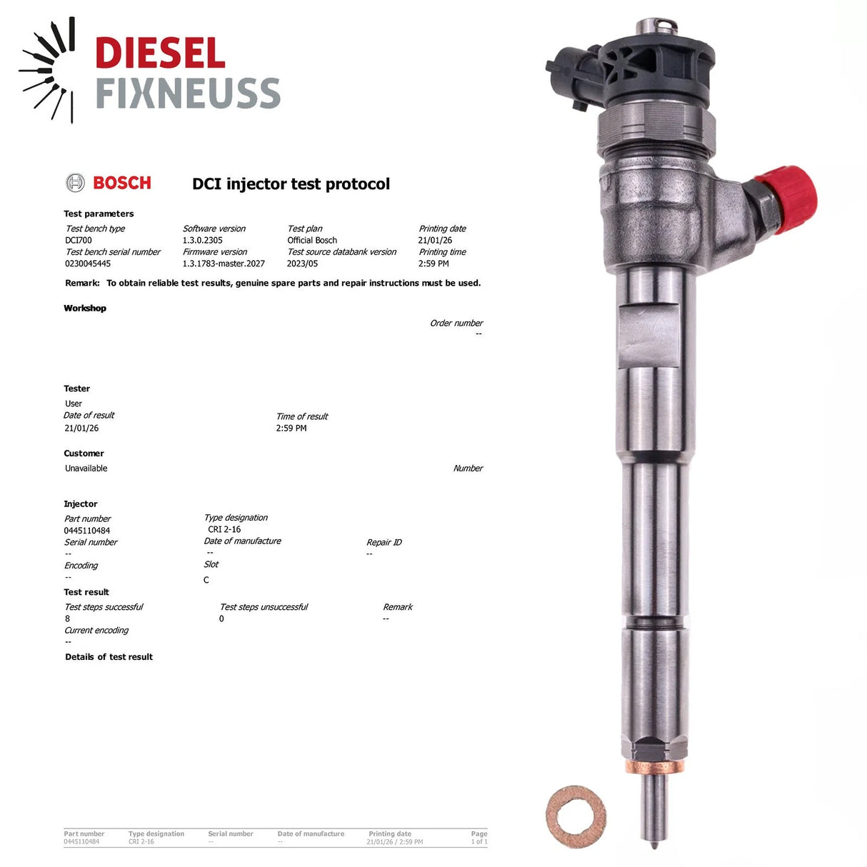 Einspritzdüse Bosch Common Rail 0445110483 0445110484