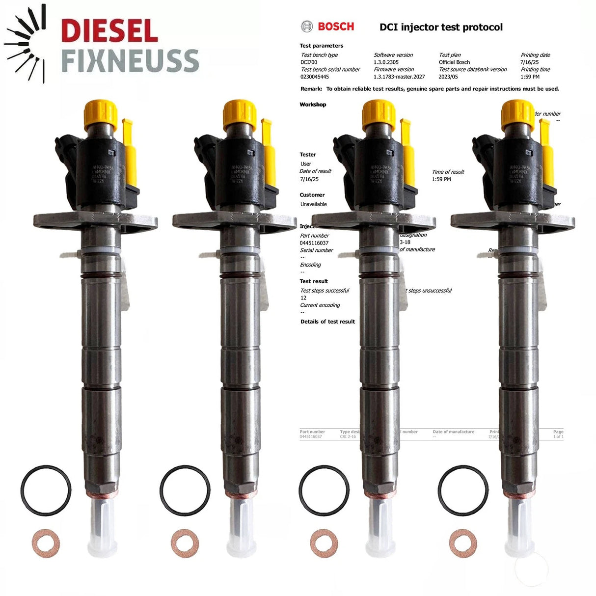4x 0445116037 Injector Range Rover L322 L405 4.4 D 4x4 AH4Q9K546BA-