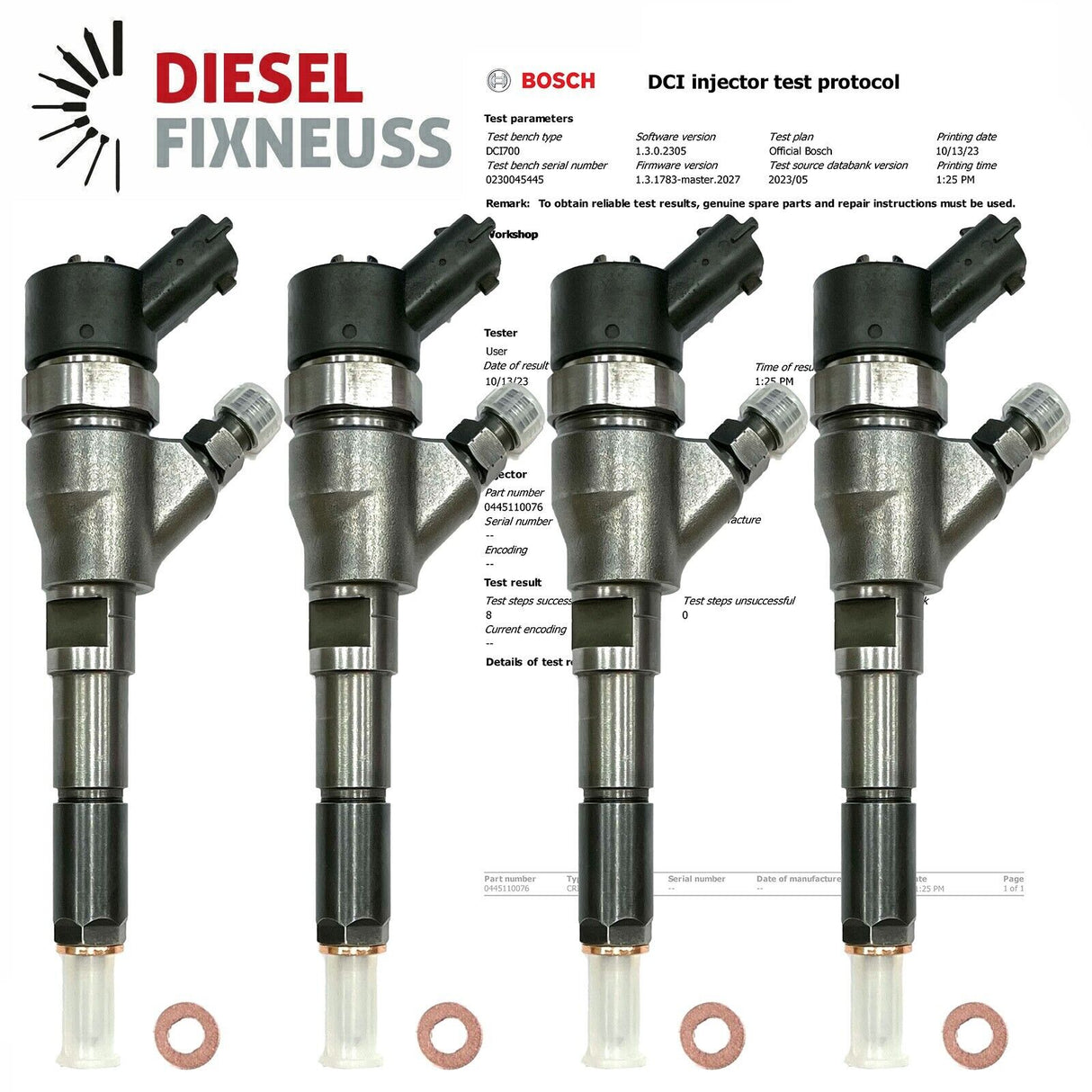 4x Inyector BOSCH Peugeot CITROEN 2.0 HDI DIESEL 0445110076