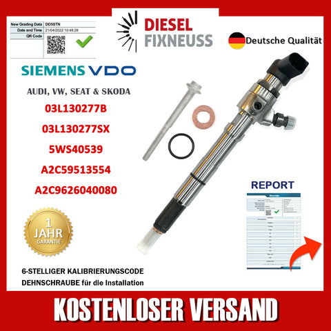 4x Einspritzdüse 03L130277B Siemens VW Motor CAYA 1,6 TDI CONTINENTAL