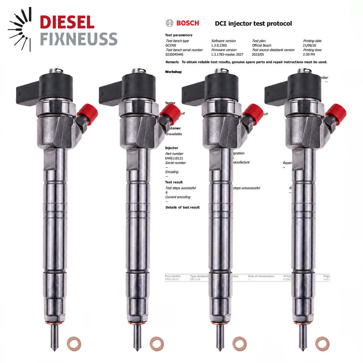 4x 0445110121 Einspritzdüse Injektor Mercedes-Benz C200 CDI A6130700687