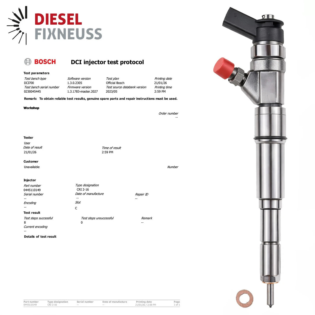 Einspritzdüse Injektor BMW E46 318d 318td Compact 0445110149 7790629