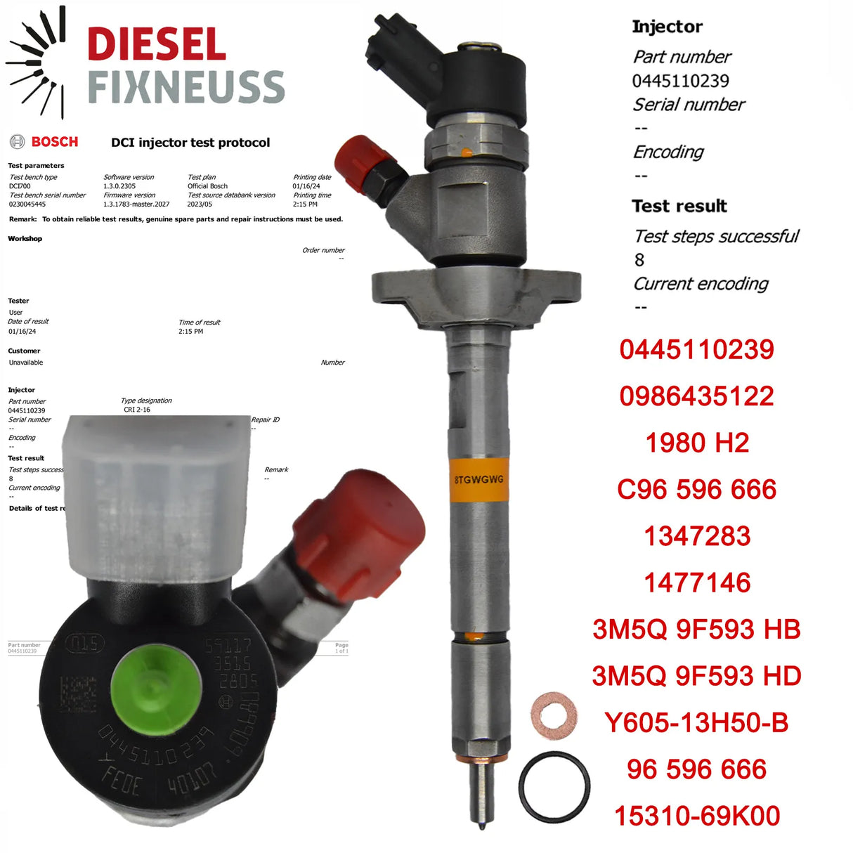 Citroen Fiat Ford Peugeot Injektor Düse RM3M5Q 9F593 HDi 0986435122 0445110239