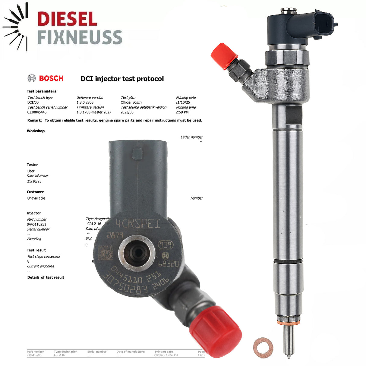 Injektor Einspritzdüse Volvo 30637375 30731567 BOSCH 0445110251