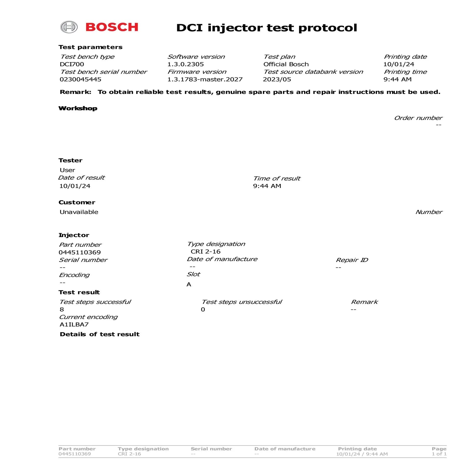 Inyector VW Audi Seat Skoda 2,0 TDI 0445110369 03L130277J