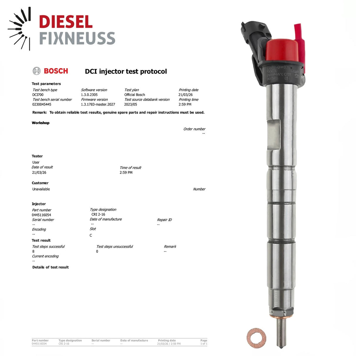 TOYOTA 1.4 D-4D EINSPRITZDÜSE 0445116054 23670-0W020 23670-09390
