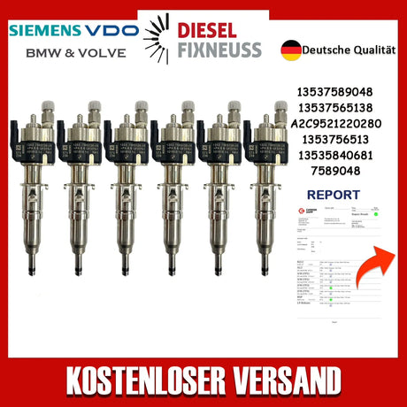 6x VDO 13537589048 Einspritzventil 13537565138-06 N43 N53 BMW Benzin