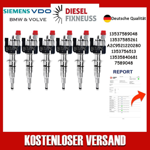 6x Fuel Injector BMW 1/3/5 Series | Part No: 13537589048/13537585261-07 Benzin | Compatible with N45/N43/N53 Engines | Includes Copper Ring, O-Ring, Test Report