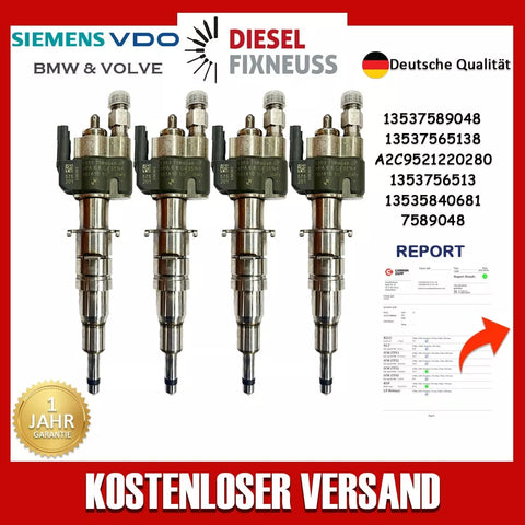 4x VDO 13537589048-07 Einspritzventil 13537565138 N43 N53 BMW Benzin