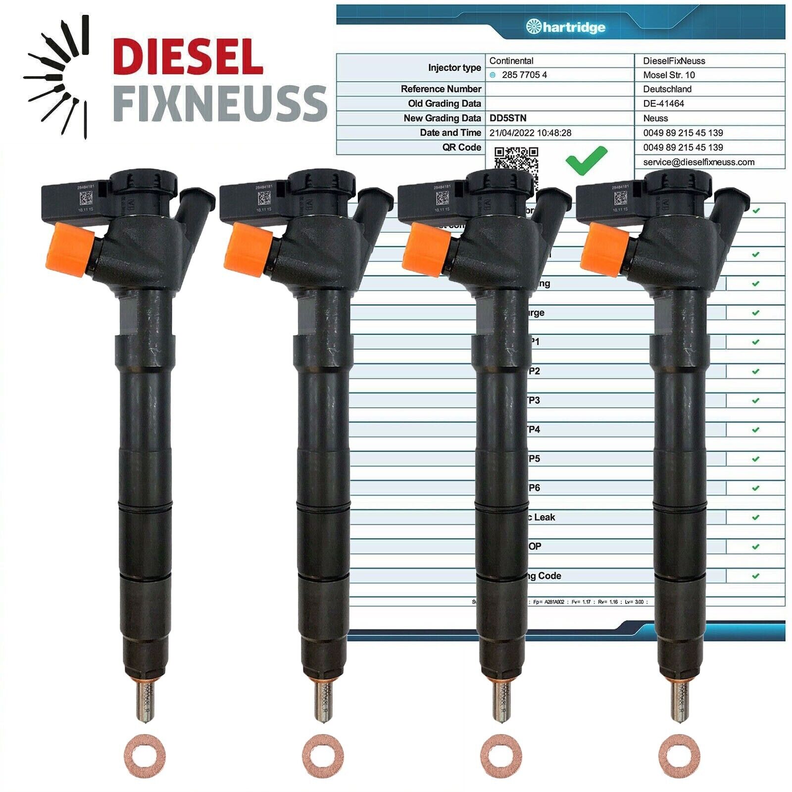 4x Injektor Einspritzdüse Audi VW 1,6 2,0 TDI 04L130277BF 28577054