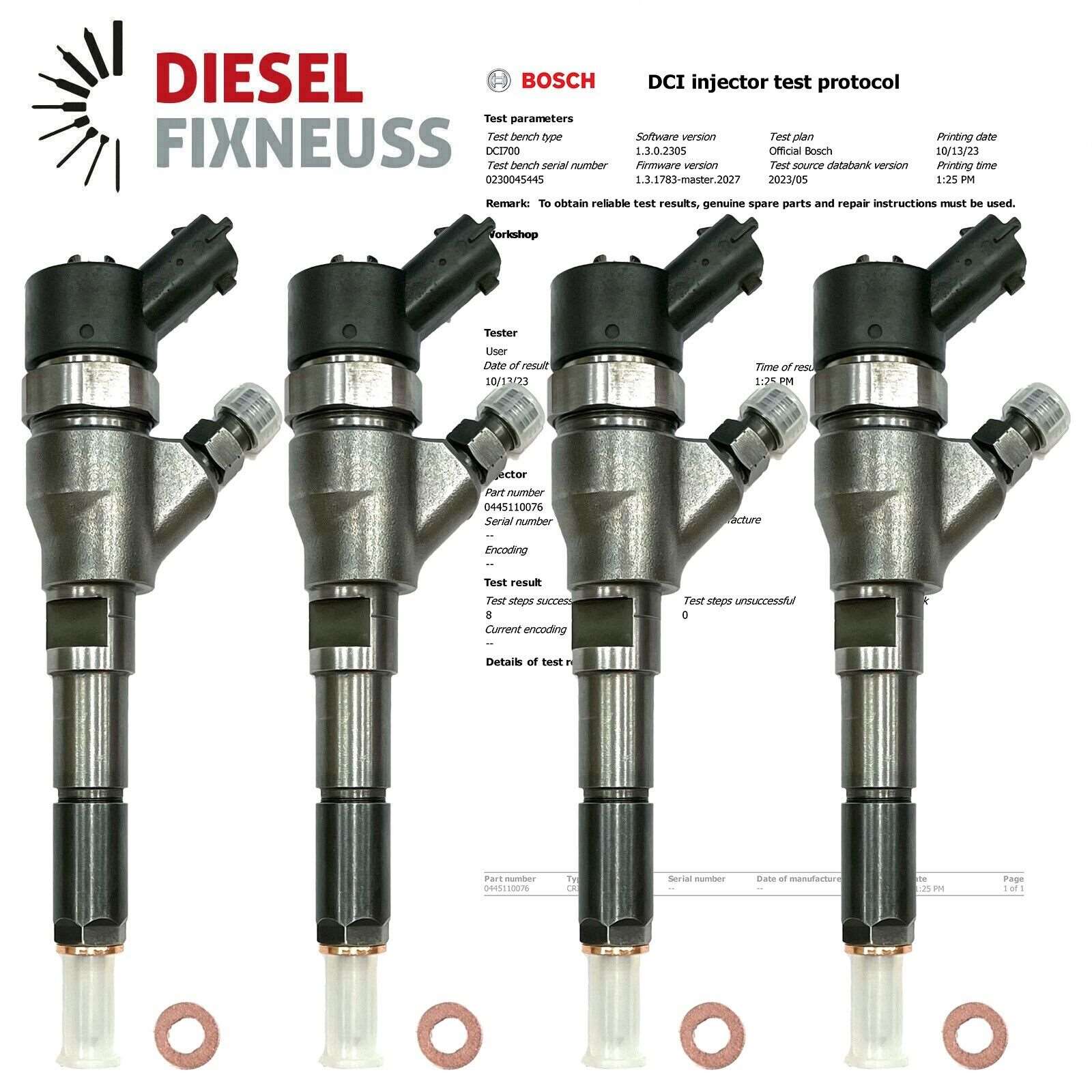 4 PEUGEOT CITROEN 2.0 HDI BOSCH DIESEL INJECTORS BOSCH PN: 9641742880 0445110076