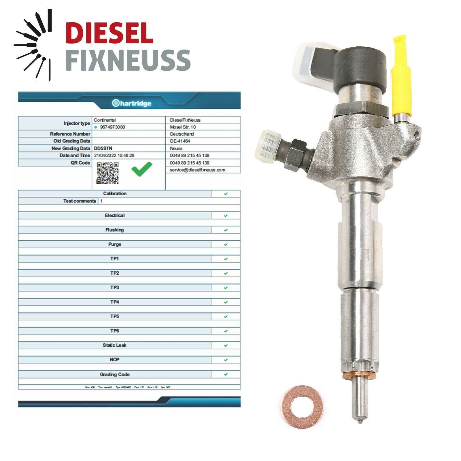 DIESEL INJECTOR for PEUGEOT 508 1.6 HDI 115 hp, 9802448680, 1791017, 9674973080
