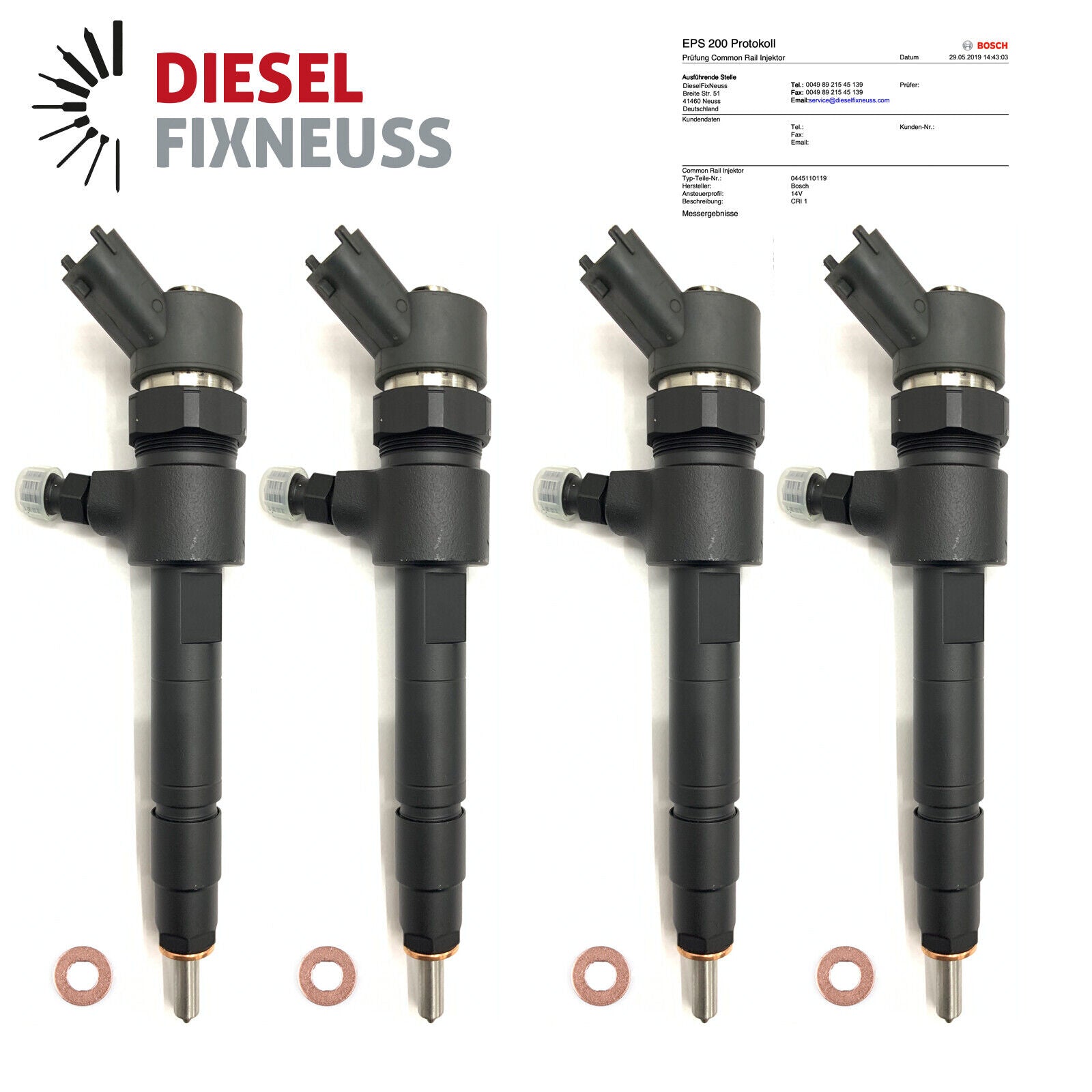 4x Original Bosch Injektor Fiat / Alfa Romeo / Lancia 1.9 JTD 0445110119