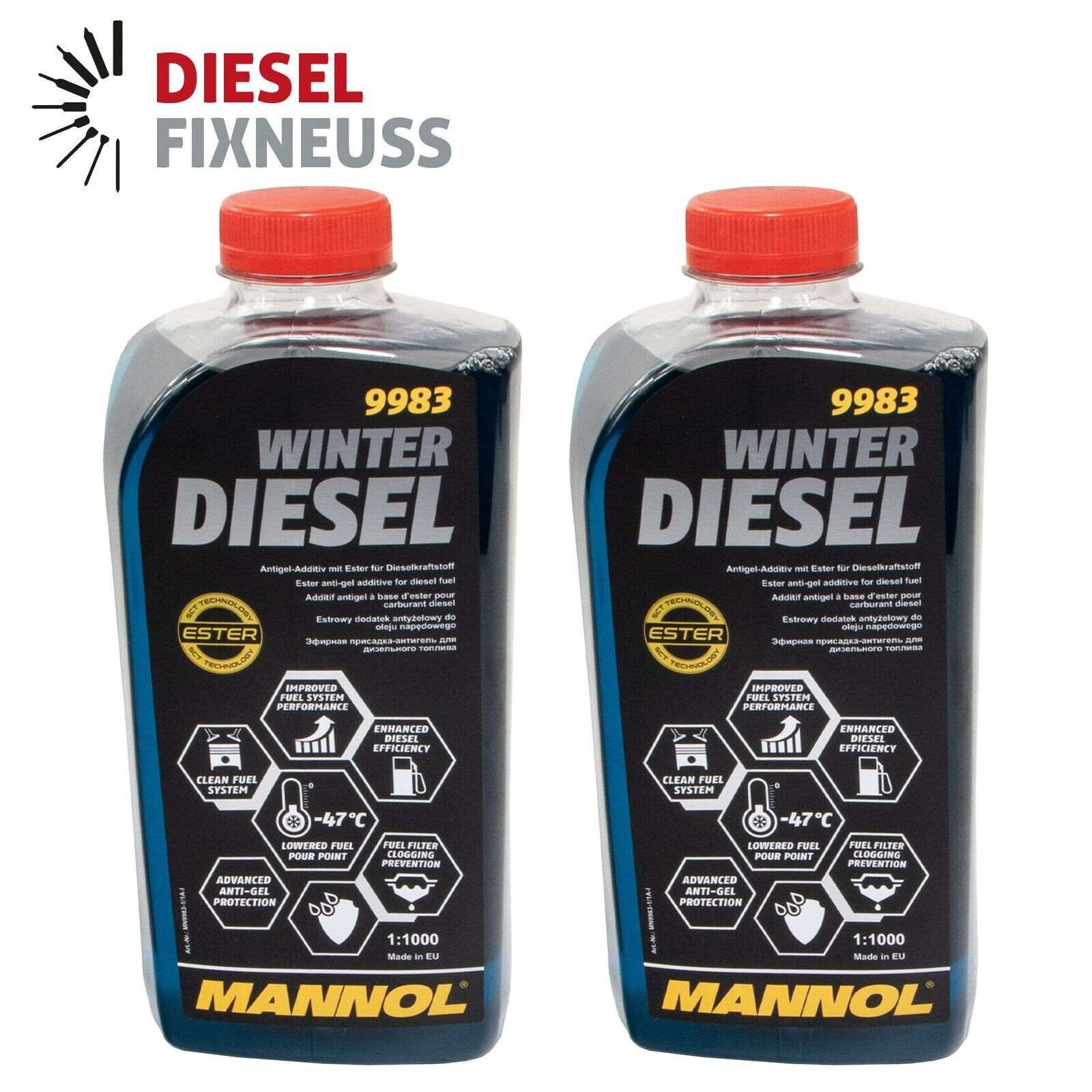 2x Winter Diesel Kraftstoff Additiv Heizöl 1 Liter MANNOL 9983 Fließ Fit Zusatz