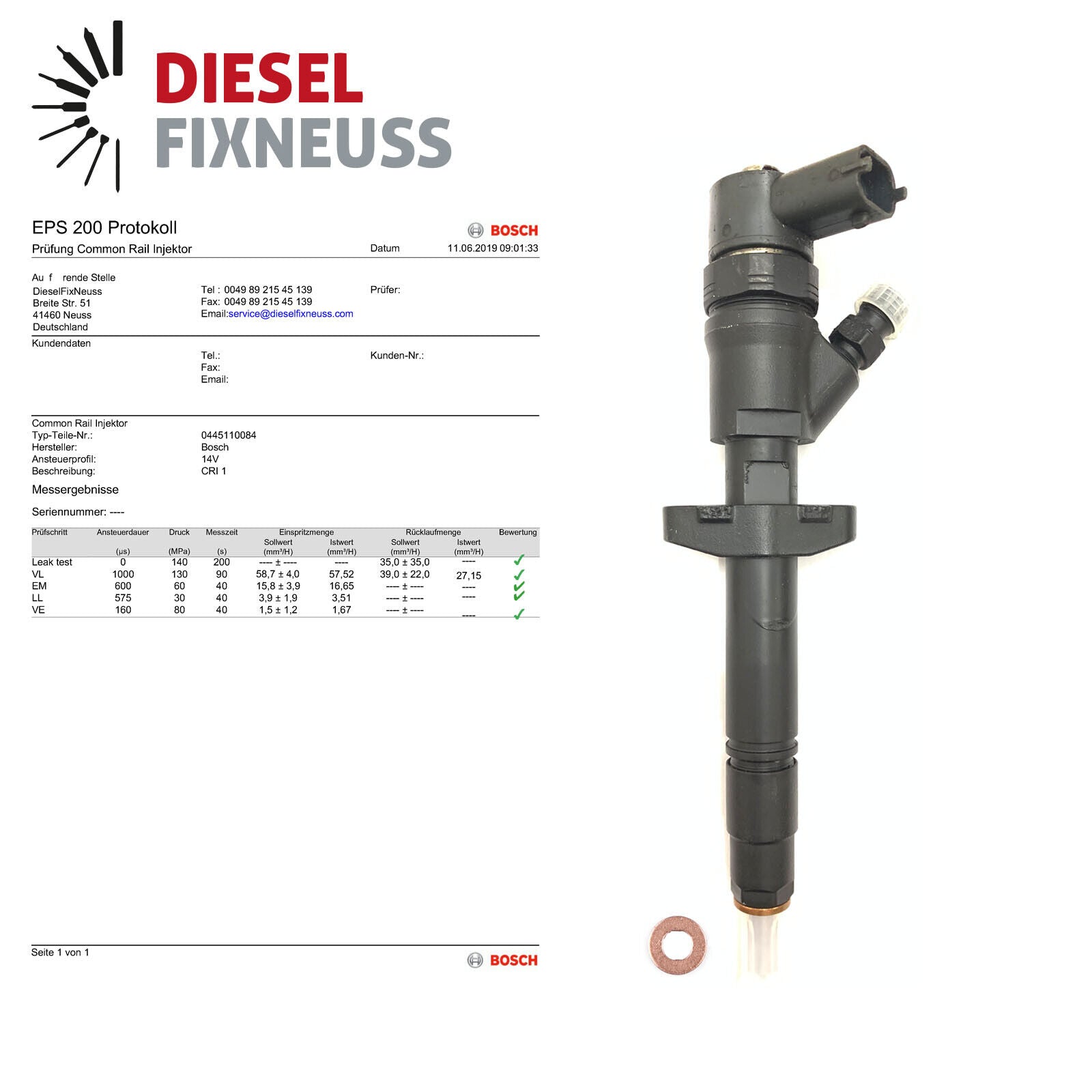 Bosch Einspritzdüse 0445110084 Renault Espace IV Laguna 2.2 DCi 8200084534