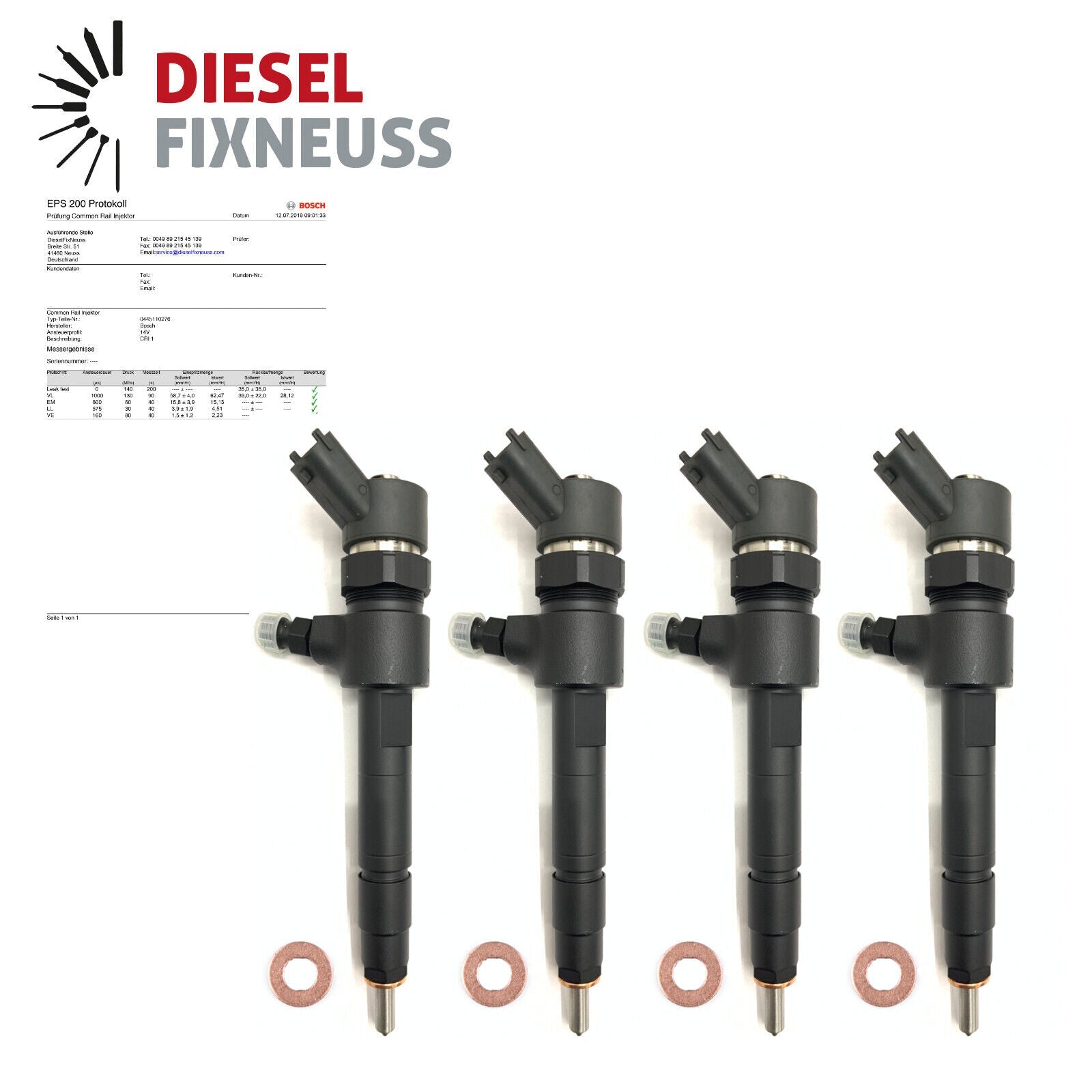 4x Injecteur Bosch Injecteur Opel Astra Signum Vectra Zafira 1.9 CDTI 0445110276