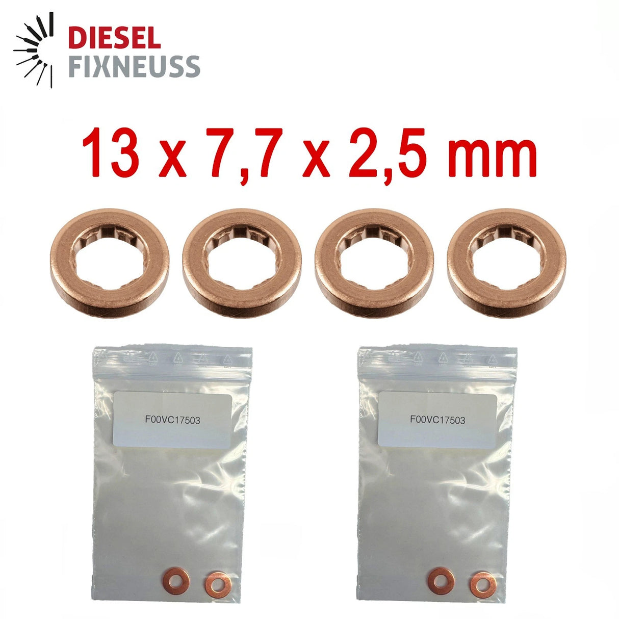 4x Kupfer Injektor Dichtring 13x7,7x2,5 mm – Injektor Dichtung