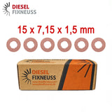 6x Kupfer Injektor Dichtring 15x7,15x1,5 mm – Injektor Dichtung